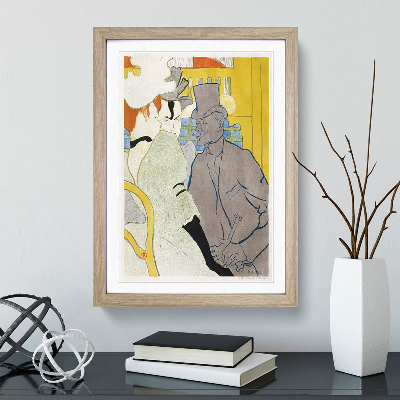 Englishman at the Cabaret Vol.2 by Henri de Toulouse-Lautrec - Picture Frame Painting, 36cm H x 27cm W x 2cm D, Oak