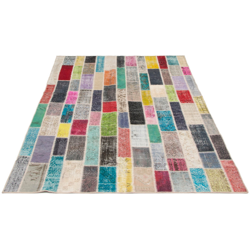 Tapis unique en laine noué à la main bourgogne / noir 6 pi 11 po x 10 pi années 2010 Andyn