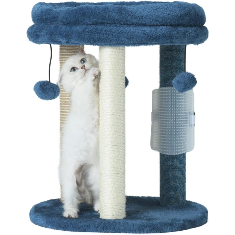 Cat Scratching Post Tree Scratch For Indoor Cats And Kittens,Sisal Carpet Jute Scratcher Tower With Bed And Hanging Ball For Kittens Up To 8Lb Grey.