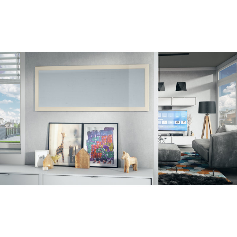 Comptche Engineered Wood Flat Wall Mirror, 139cm H x 55cm W, High-Gloss Cream