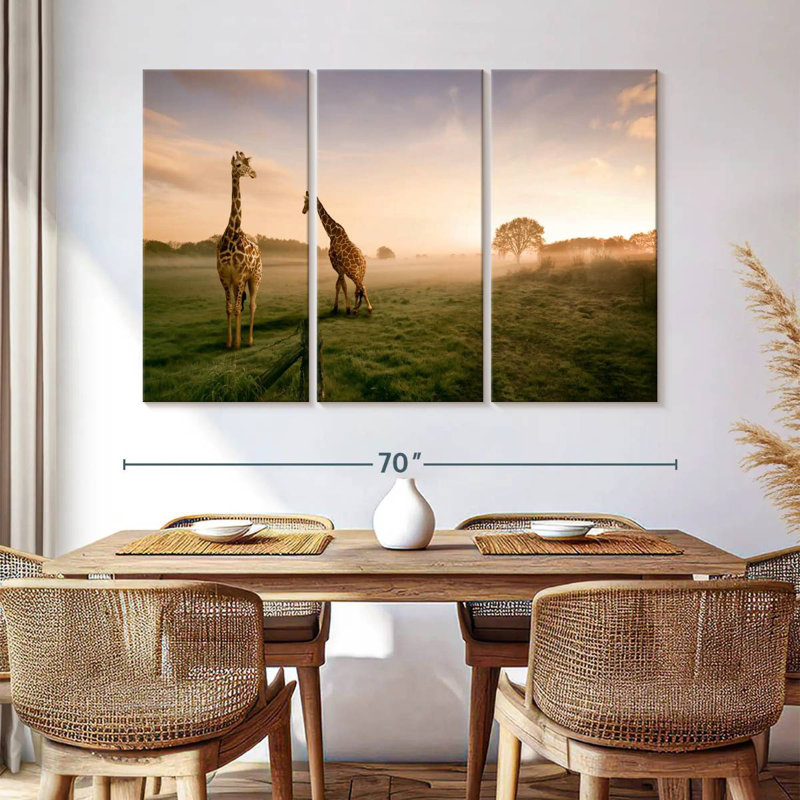 Brampt, girafes dans la savane, H 42 po x l 65 po