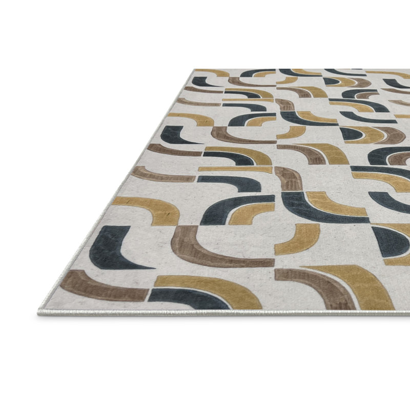 Tapis en polyester tissé à la machine à feuilles d'automne, Rectangle 6 pi x 9 pi