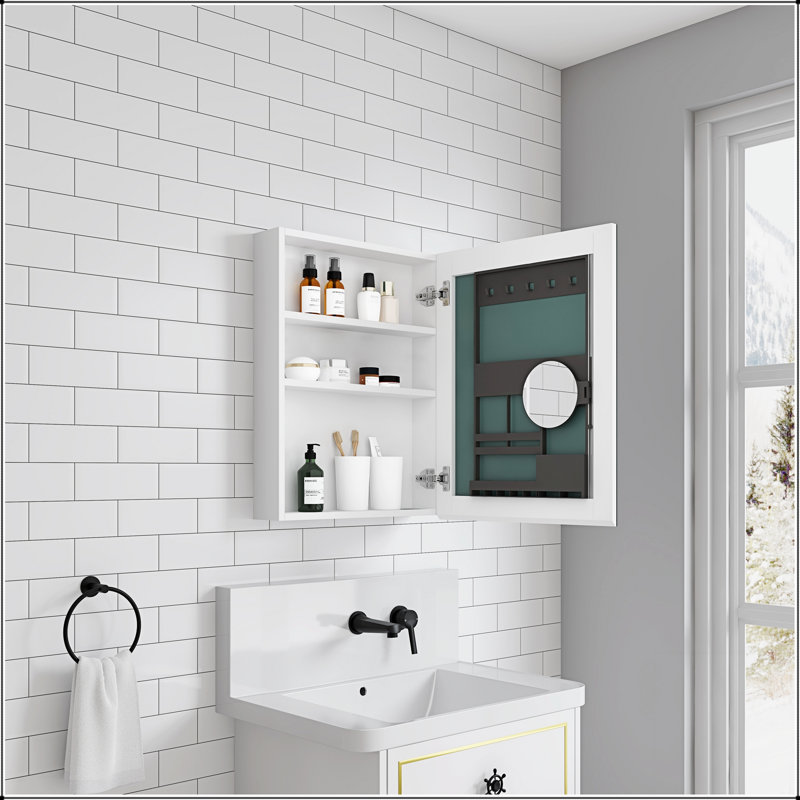 Armoire à pharmacie sans cadre avec bords biseautés, rangement spacieux pour les salles de bain modernes et rangement sans encombrement