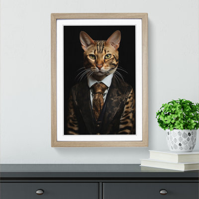 Bengal Cat in a Suit Painting - Framed Print