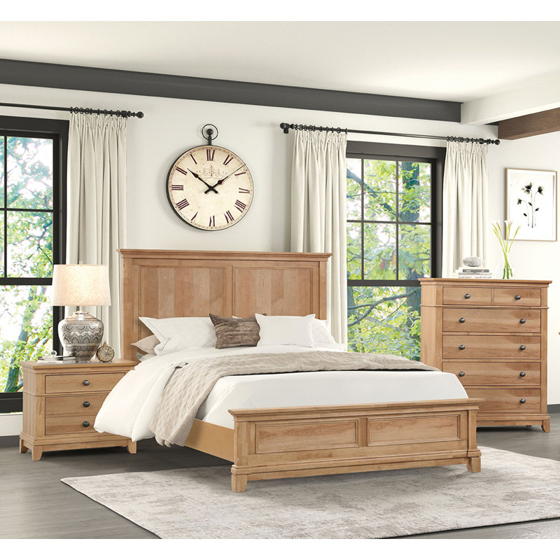 Queen Bed, Natural Oak, Queen