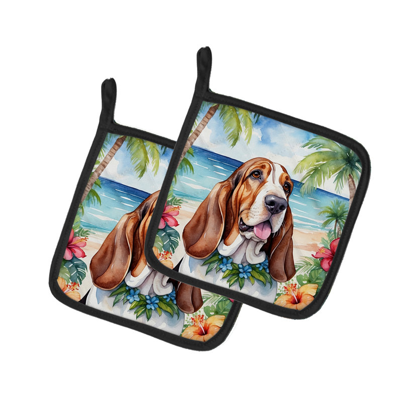 Caroline's Treasures Luau Party Floral Polyester Potholder Set