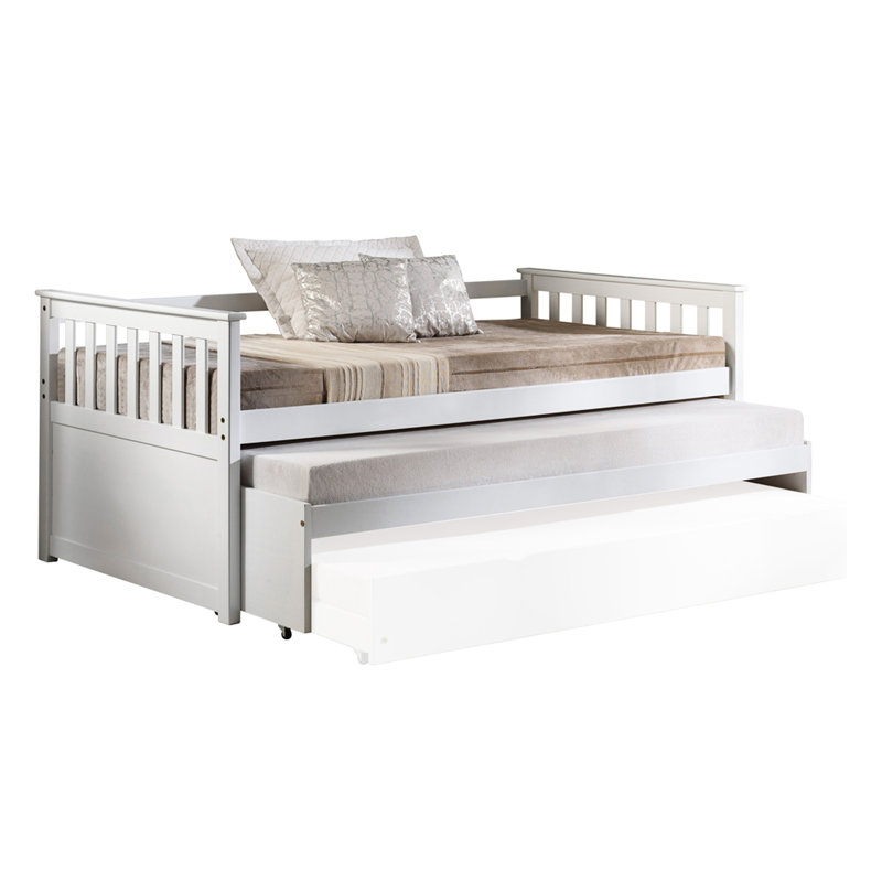 Twin Daybed In White Finish, Solid Pine, 660Lbs Weight Capacity Daybed, White,