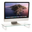Mind Reader Monitor Stand, Contemporary, Desktop Organizer, Laptop Riser, Office, Glass, Clear