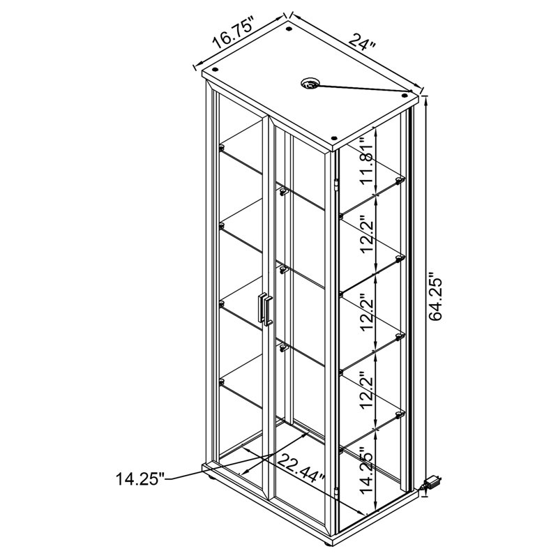 Speth 4-Shelf Display Curio Cabinet With LED Lighting Black