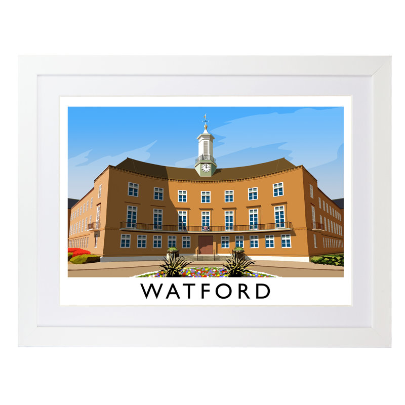 Watford Portrait - Print, White Framed, 40cm H x 50cm W x 3cm D