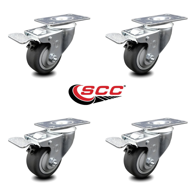 Ensemble de roulettes Cambro Ingient Bin Camcrisper avec frein de verrouillage total - SCC / CAM-SCC-TTL20S314-TPRB-4