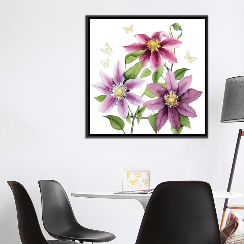 «Clematis Climb II», impression sur toile, H 18 po x l 18 po x P 1,5 po, Toile avec cadre noir, Pas de tapis