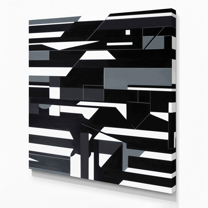 Hard Edge 61 Gray Canvas Wall Art, 12" H x 12" W