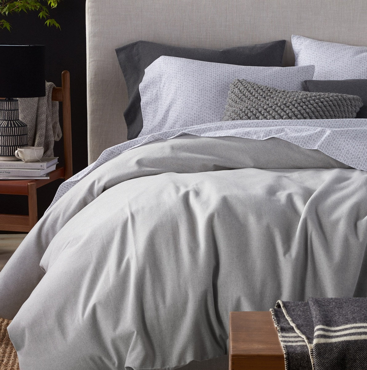 Cloud Organic Cotton Duvet Cover Set, King Duvet Cover, Pale Gray Heather