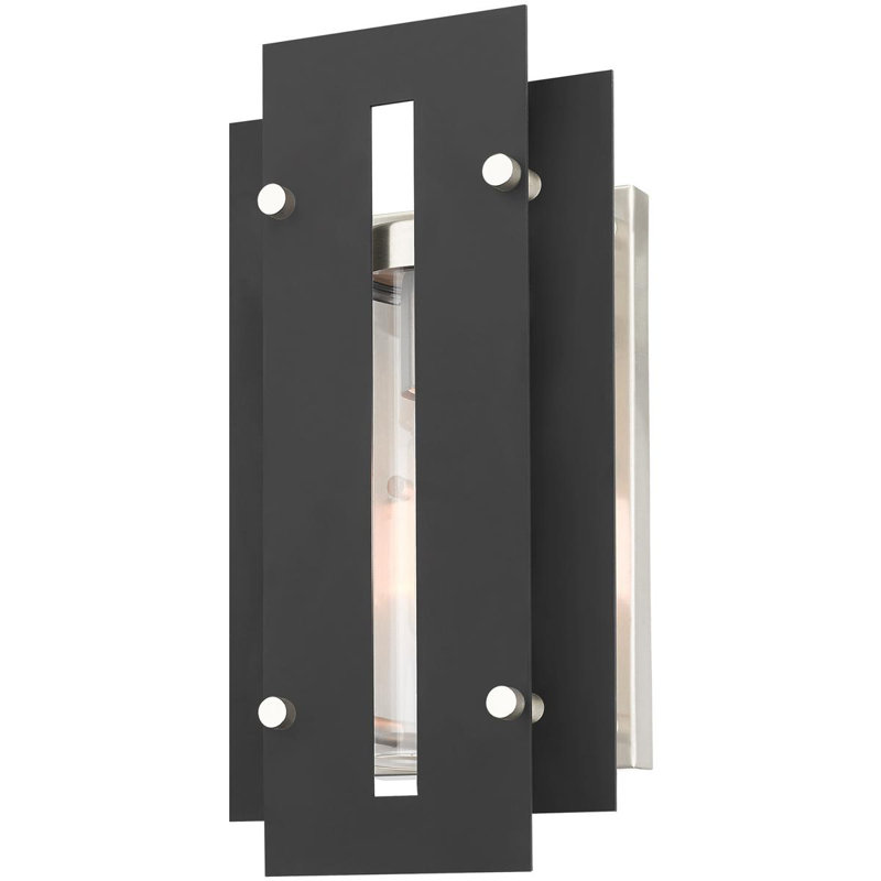 Wall Light, 14" H x 7" W x 7" D, Black/Brushed Nickel