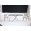 Table de salle à manger rectangulaire moderne en verre trempé avec structure en métal argenté, cuisine et table de salle à manger élégantes-2109454232-2109454231