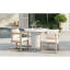 Ensemble de 2 chaises de salle à manger en bois d'acacia, fauteuils avec coussins crème, fauteuil d'appoint en tonneau, ensemble de chaises d'appoint de cuisine confortables pour balcon, cour, jardin