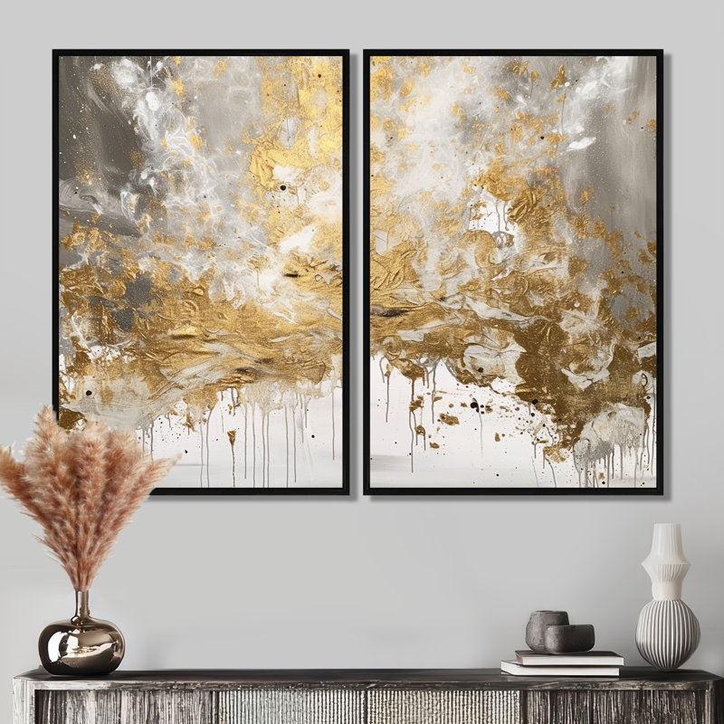 Farnham - art mural blanc, Black, 36" H x 48" W, Impression encadrée flottante