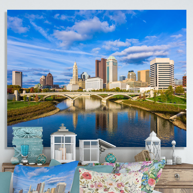 «Columbus Ohio Skyline - Cityscapes Wall Art Living Room», Toile tendue, H 30 po x l 40 po x P 1,5 po