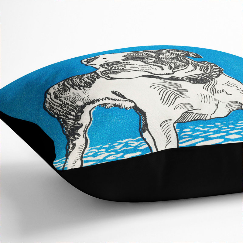 Bulldog Square Throw Cushion, 55cm H x 55cm W x 20cm D, Black