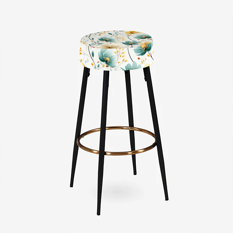 Multicolore motif floral minimaliste - ensemble de 2 tabourets floraux