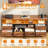 TV Stand Dresser Media Console with LED Lights & Charging Station, 6 Fabric Drawers Entertainment Center for TVs-1660240942-1660240940
