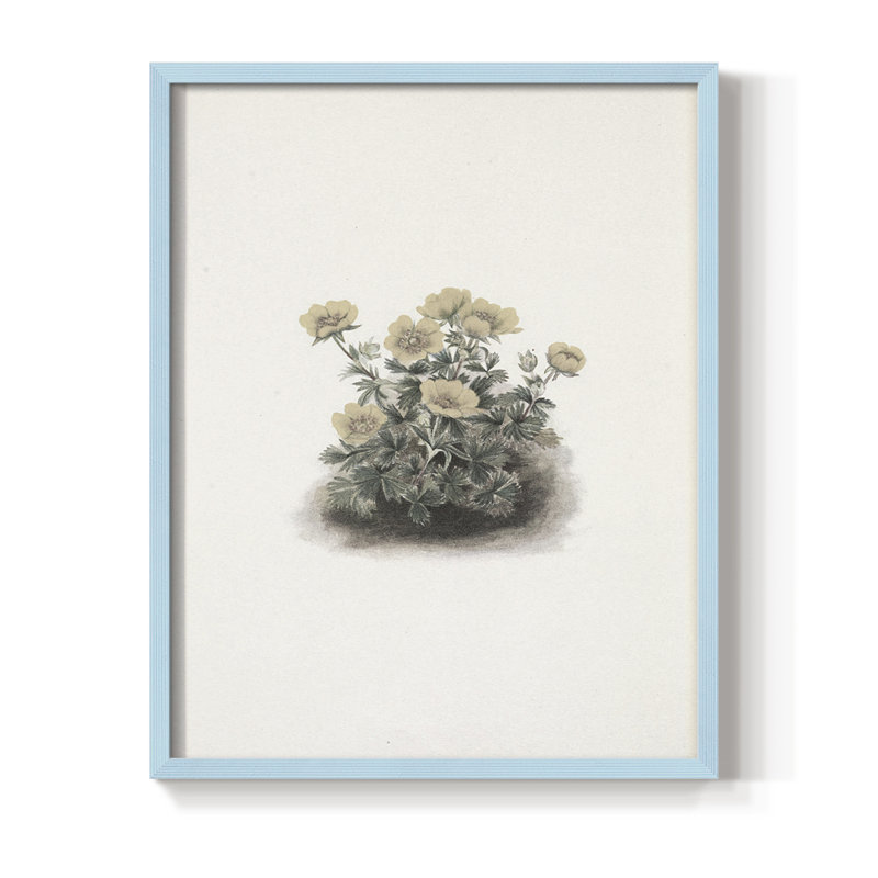 Impression florale rétro avec cadre CC - bois massif, H 15 po x l 12 po, Bleu