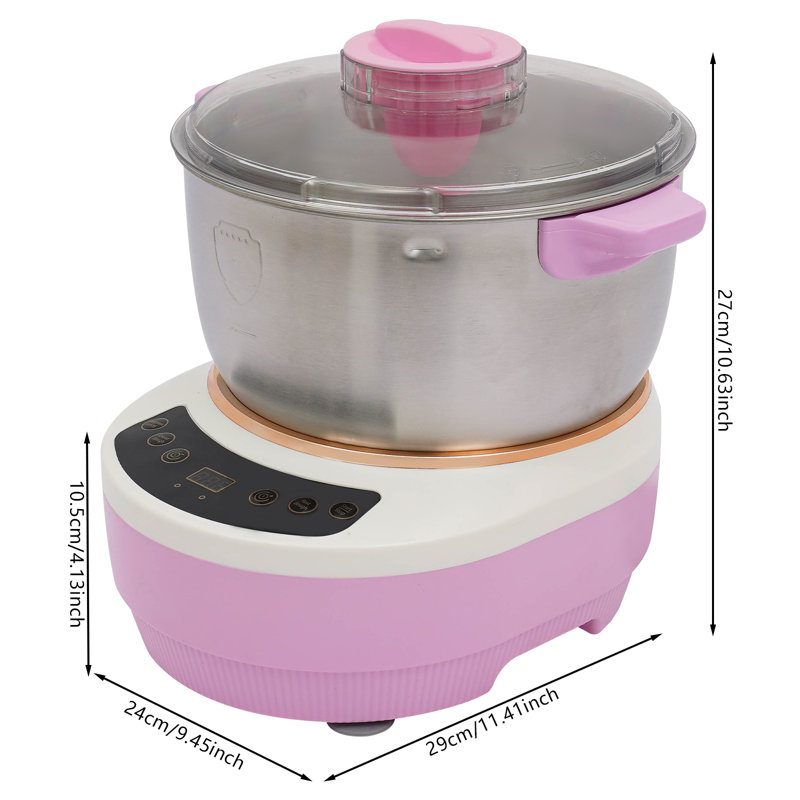 Mélangeur de pâte électrique 5L, pétrisseur à pâte (argent + rose)