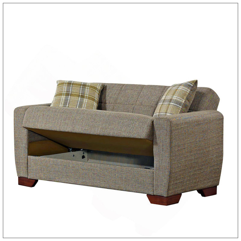 Causeuse convertible rembourrée avec rangement, Beige brun, Brun