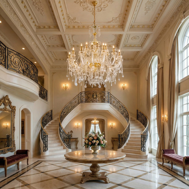 Marseille Crystal Chandelier, 45" H X 38" W X 38" D