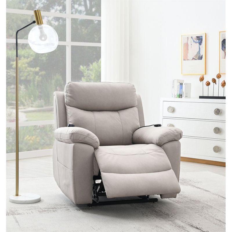 Fauteuil inclinable électrique en microfibre Chriki, Gris clair