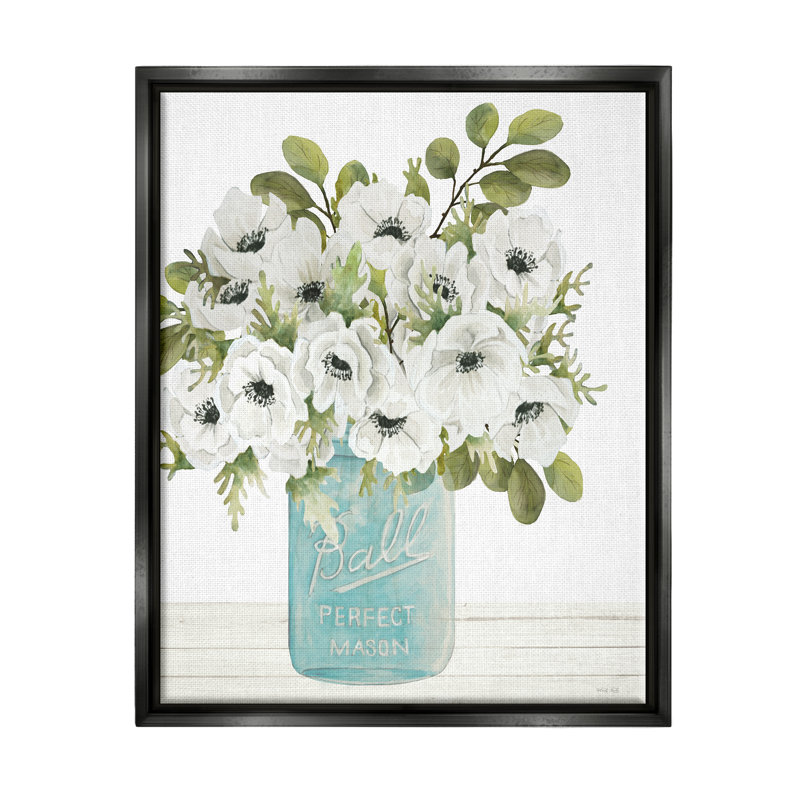 «Farmhouse Blooming Anemone Flowers Floater» par Cindy Jacobs, H 21 po x l 17 po x P 1,7 po, Cadre flottant noir de jais