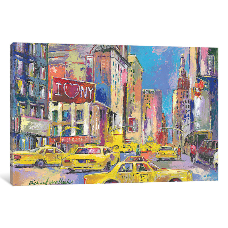 « new york taxi », reproduction d’art sur toile tendue, H 12 po x l 18 po x P 1,5 po
