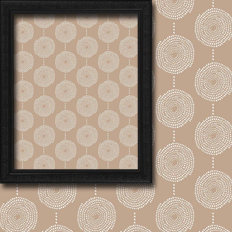 Spiral-Patterned Bohemian Single Panel Curtain, 140cm Width x 245cm Drop, Beige