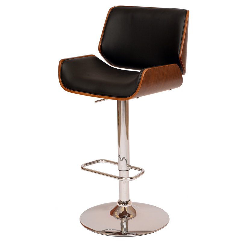 Tabouret de bar réglable noir à base chromée
