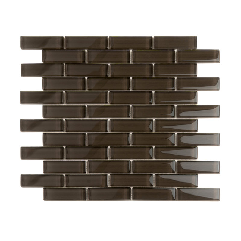11.9"X 11.9" Polished Glass Brick Tile, Ash Gray