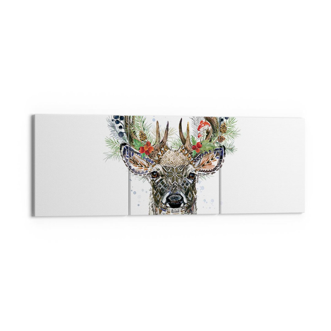 3-tlg. Leinwandbilder-Set Surrealism Deer Boho