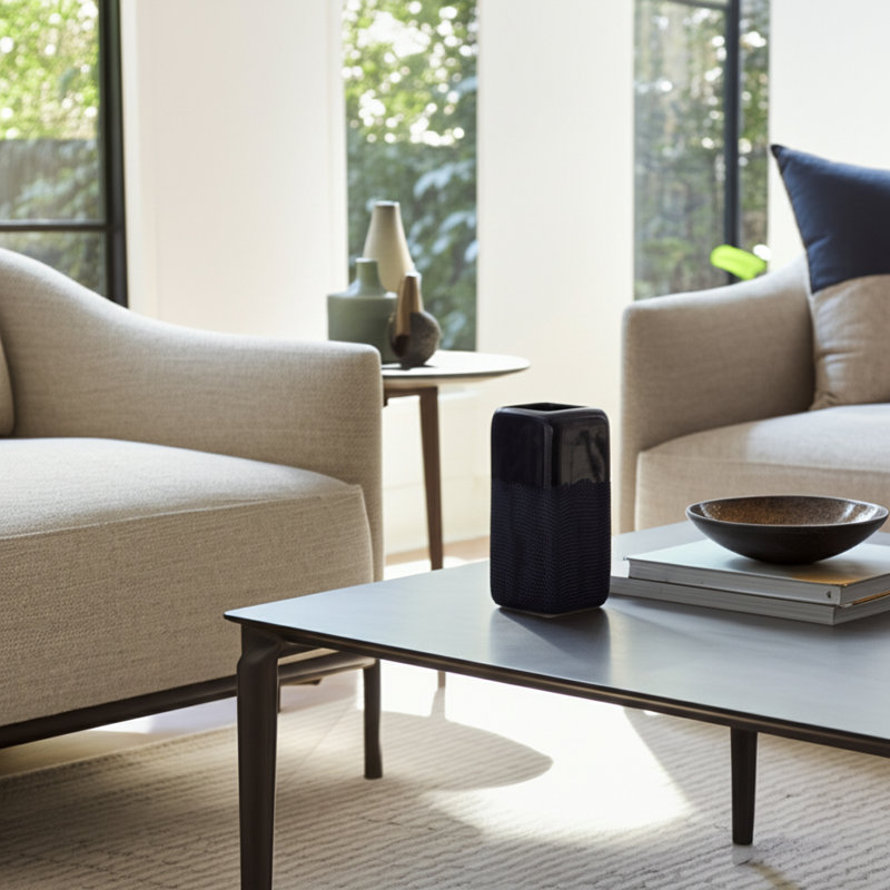 Modern Rounded Flower Vase for Home Decor - Decorative Table Vase for Living Room or Entryway Accent, 12" H x 6" W x 6" D