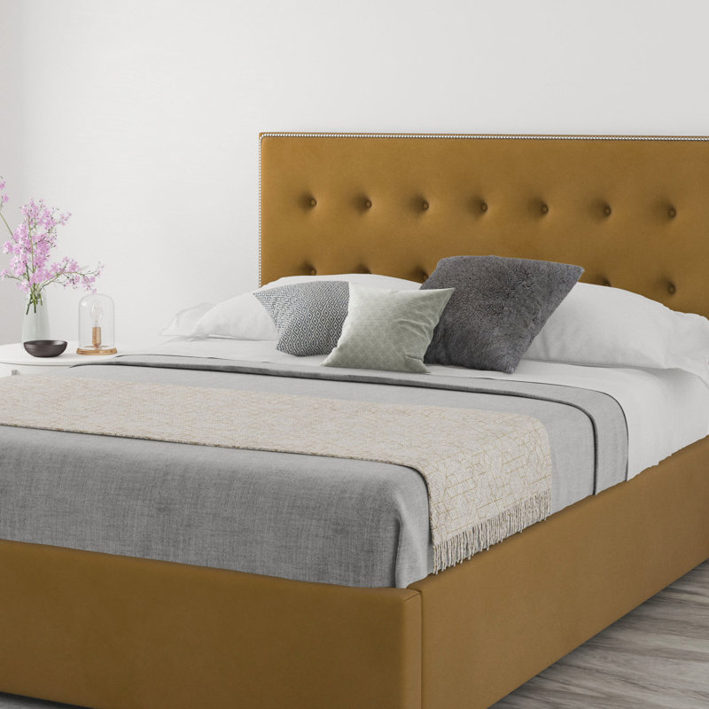 Wem Upholstered Headboard, Double (4'6), Velvet Ochre