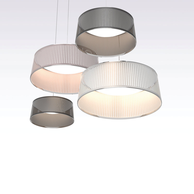 Silver Aluminum Drum Pendant Light with LED