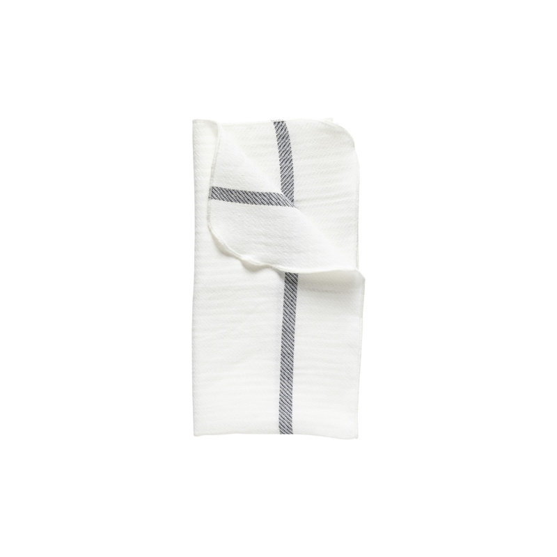 Serviette 50% Li 50% Co, Blanc / Bleu