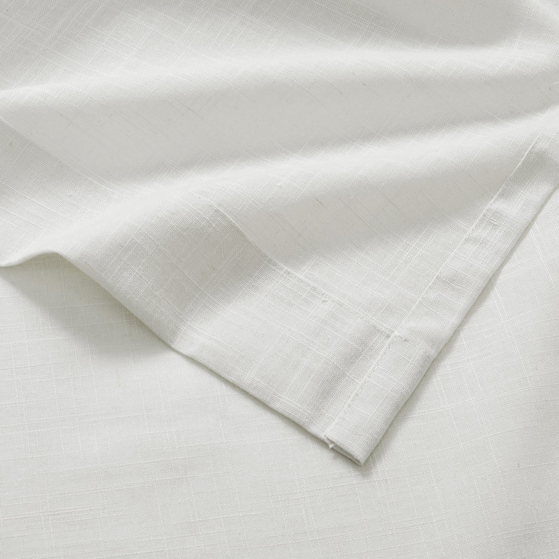 White Linen Blend Light Filtering Curtain Panel Pair