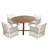 TOPMAX Modern 5-Piece Patio Extendable Wooden Dining Table Set, 12Inch Butterfly Leaf Foldable Round Kitchen Table Set With 4 Rattan Arm Chairs For Backyard,Balcon
