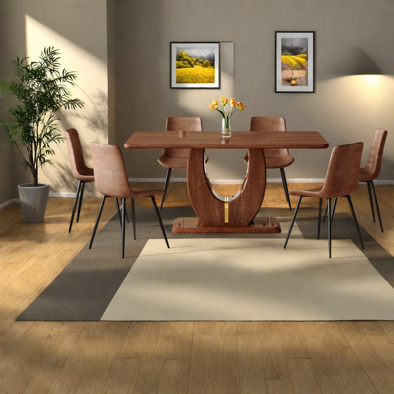 Ensemble de table de salle à manger élégant avec texture en MDF, style moderne pour les réunions de famille