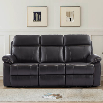 Canapé inclinable électrique en similicuir de 78,7 po avec port USB, type C, prises CA, console rabattable et porte-gobelets pour le salon - gris / noir