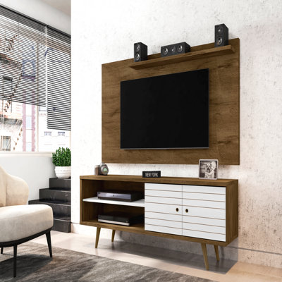 TV Stand, Rustic Brown & White