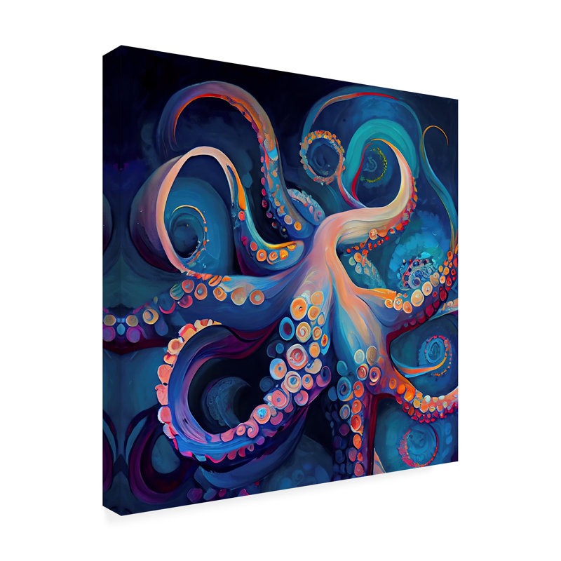 «Sasha Octopus Abstractions», art sur toile, H 14 po x l 14 po