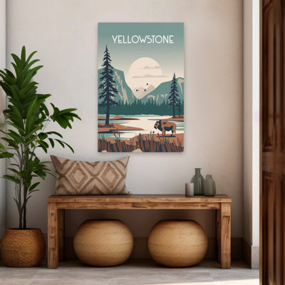 Yellowstone - Animals Bison Blue Brown Art