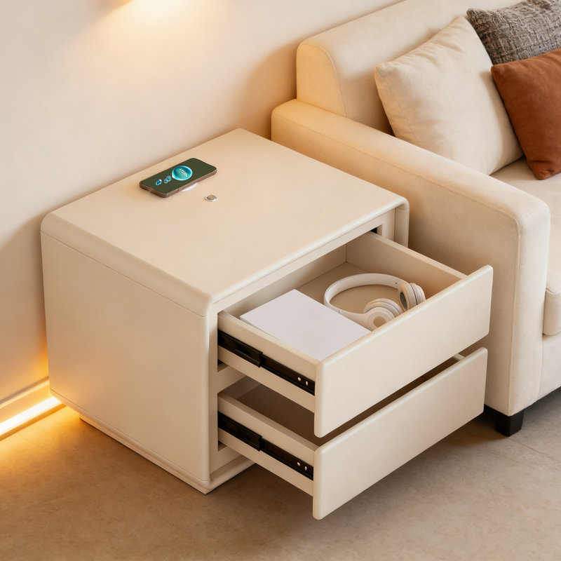 Modern 2-Drawer Smart Nightstand With LED light