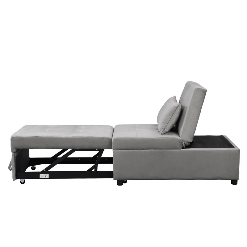 Canapé-lit pliant avec repose-pieds , Velours gris velours
